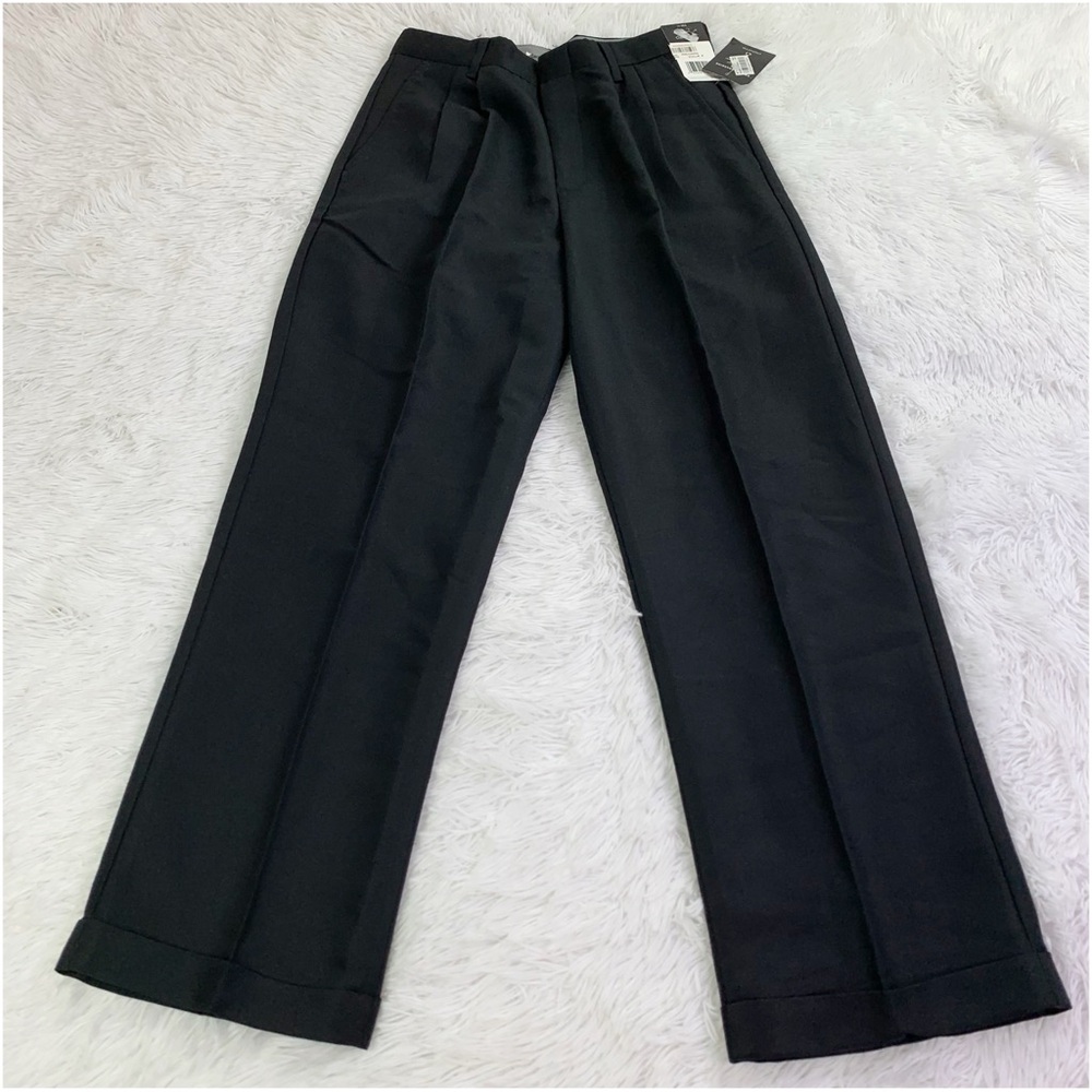 Claiborne NWT Boys Black pleated front Dress Pants wrinkle resistant
